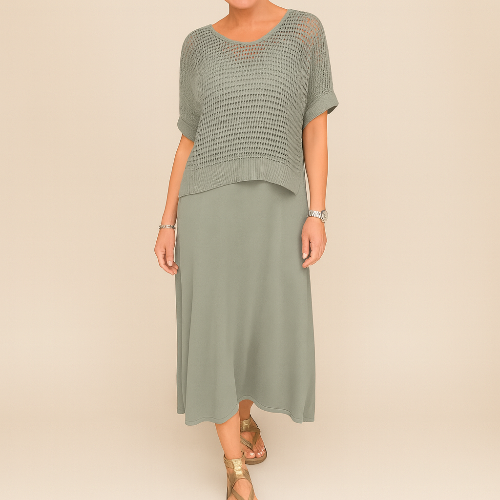 Laurie™ | Elegante conjunto de vestido midi y blusa